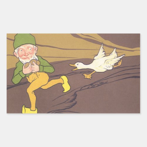 Vintage Aesop Fable Goose that Laid the Golden Egg Rectangular Sticker