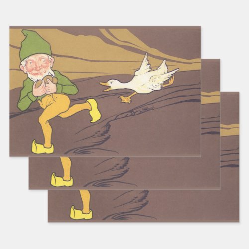 Vintage Aesop Fable Goose that Laid the Golden Egg Wrapping Paper Sheets