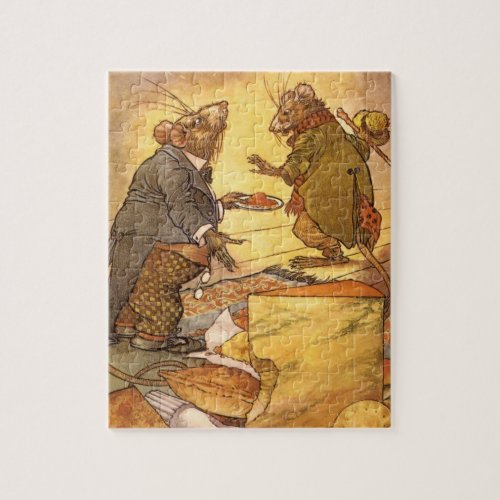Vintage Aesops Fable Country Mouse City Mouse Jigsaw Puzzle