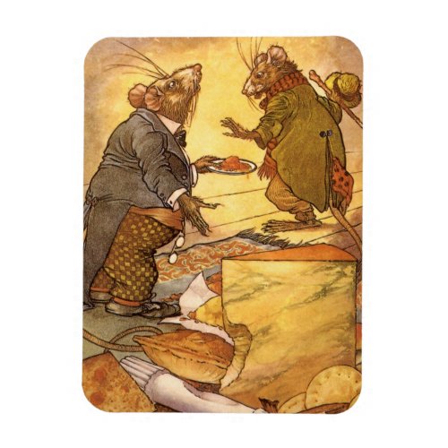 Vintage Aesops Fable Country Mouse City Mouse Magnet