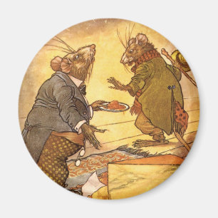 Vintage Aesop's Fable, Country Mouse, City Mouse Magnet