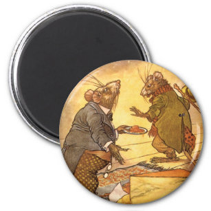 Vintage Aesop's Fable, Country Mouse, City Mouse Magnet