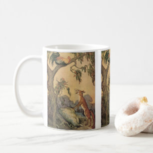 Vintage Aesop's Fables, Fox, Rooster and the Dog Coffee Mug