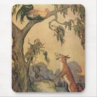 Vintage Aesop's Fables, Fox, Rooster and the Dog