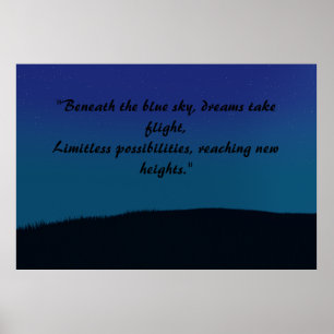 Vintage aesthetic blue landscape poster