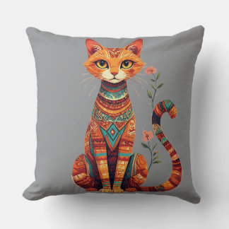 Vintage Aesthetic Cat Lover Home Decor Throw Pillow