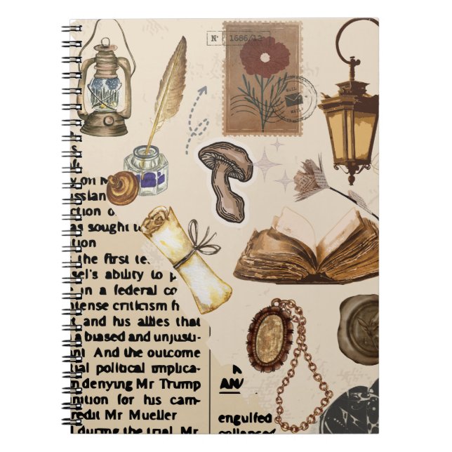 Vintage Aesthetic Collage Notebook – Antique Book (Front)