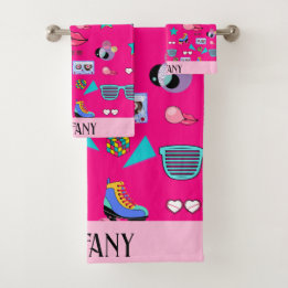 Vintage Aesthetic Pop Culture Design Bath Towel Set