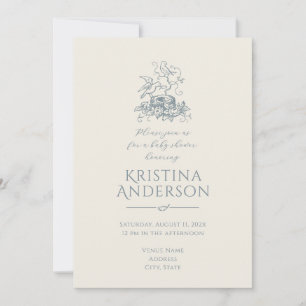 Vintage Aesthetic QR Code Nest Baby Shower Invitation