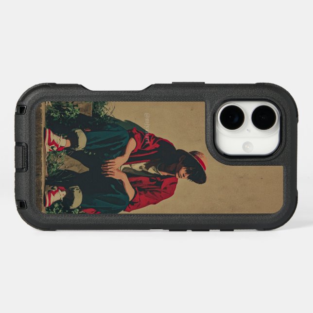 Vintage Aesthetic Traditional Portrait iPhone Case (Back Horizontal)