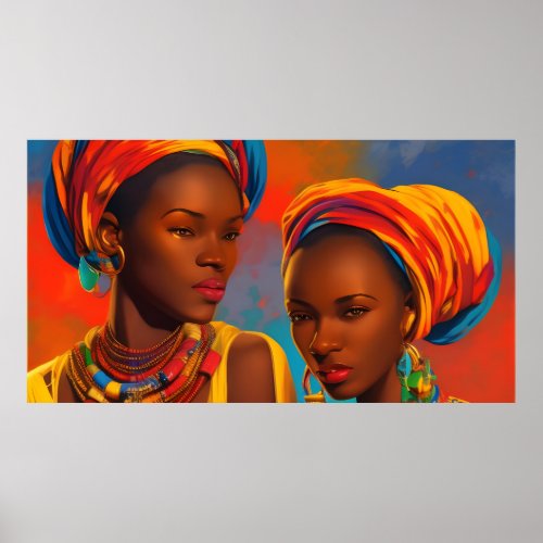 Vintage Africa art Colorful African women  Poster