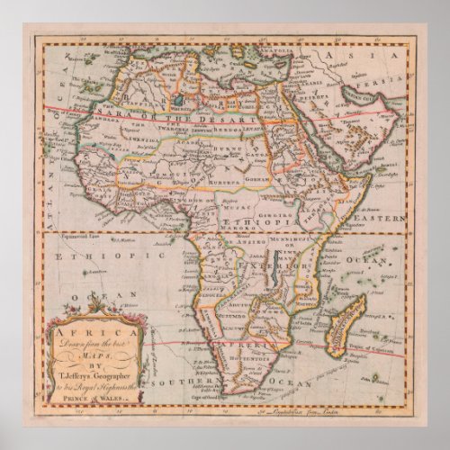 Vintage Africa Map 1770 Vintage African Continen Poster