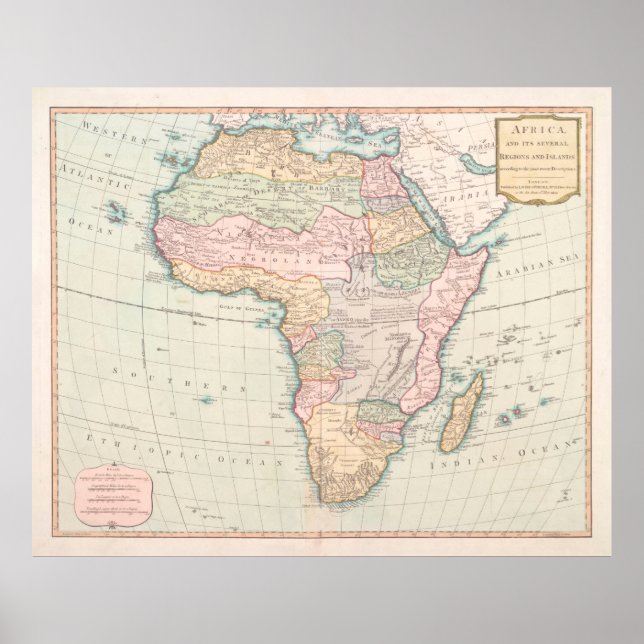 Vintage Africa Map (1800) Vintage African Continen Poster (Front)