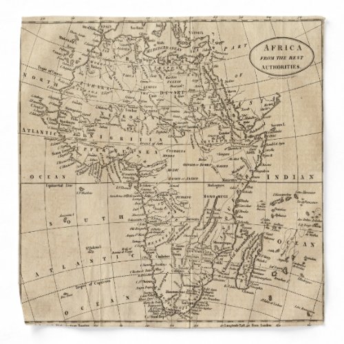 Vintage Africa Map Bandana