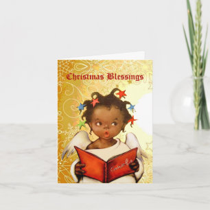 Vintage African American Angel Christmas Card