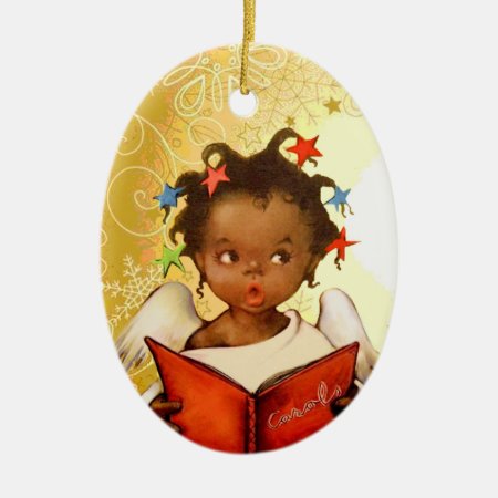 Vintage African American Angel Christmas Ornament