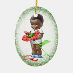 Vintage African American Boy Christmas Ornament