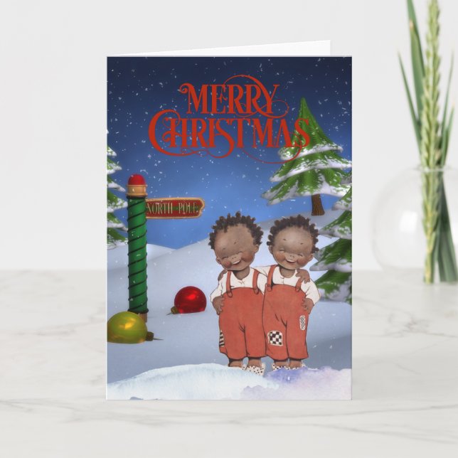 Vintage African American Christmas Card  (Front)