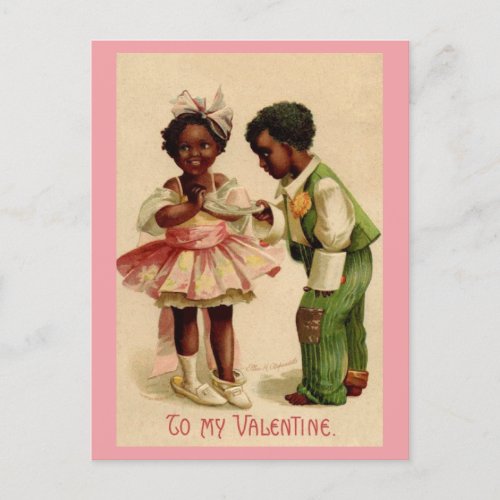 Vintage African American Couple Valentine Postcard