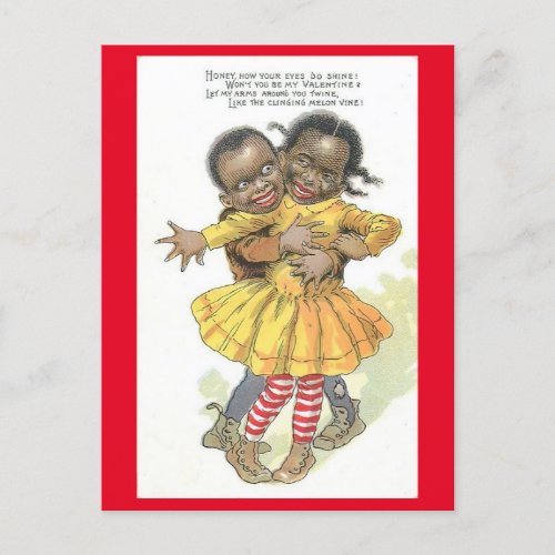 Vintage African American Couple Valentine Postcard