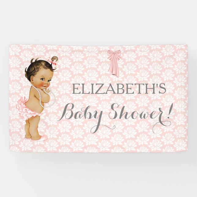 Vintage African American Ethnic Latina Baby Girl Banner (Horizontal)
