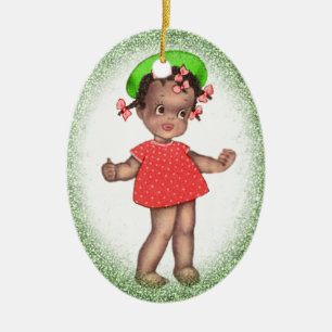 Vintage African American Girl Christmas Ornament
