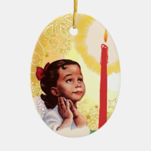 Vintage African American Girl Christmas Ornament