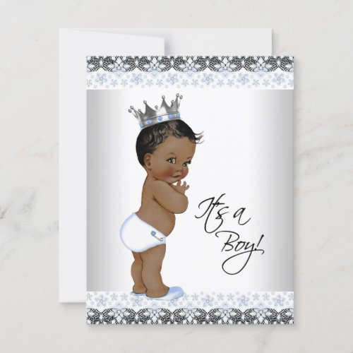Vintage African American Prince Baby Boy Shower Invitation