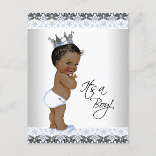 Vintage African American Prince Baby Boy Shower Invitation