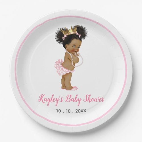 Vintage African American Princess Baby Pink Paper Plates