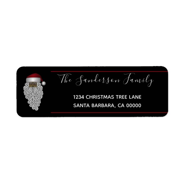 Vintage African American Santa Christmas Address Label (Front)