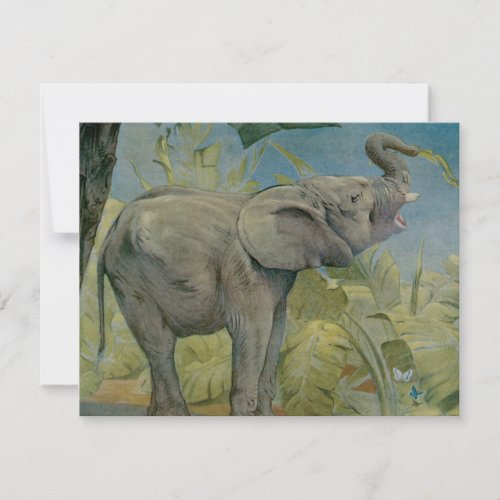 Vintage African Elephant in the Jungle EJ Detmold