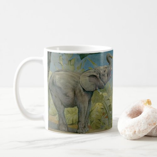 Vintage African Elephant in the Jungle EJ Detmold Coffee Mug