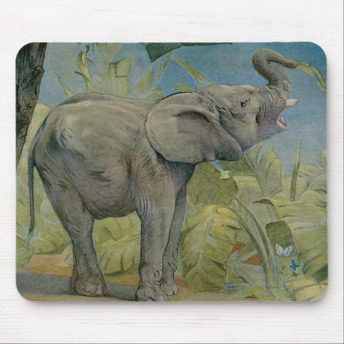 Vintage African Elephant in the Jungle EJ Detmold Mouse Pad