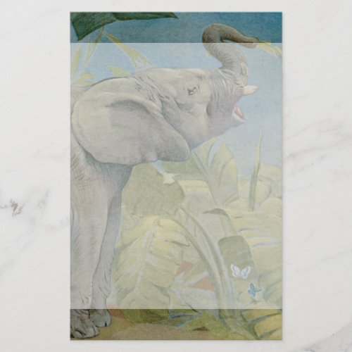 Vintage African Elephant in the Jungle EJ Detmold Stationery