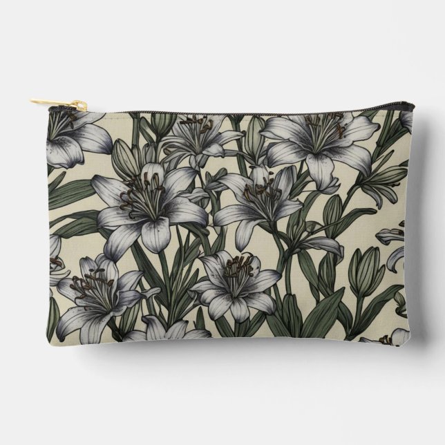 Vintage African Lily Flowers Accessory Pouch (Front)