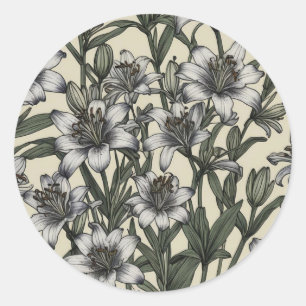 Vintage African Lily Flowers Classic Round Sticker