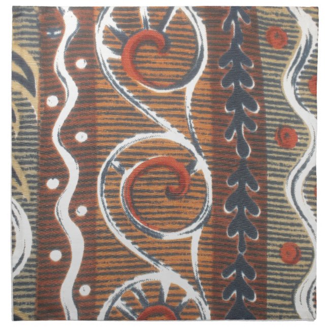 Vintage African Motif Art Print Cloth Napkin (Front)