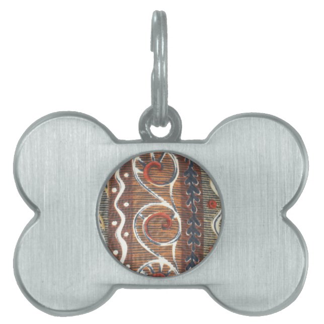 Vintage African Motif Art Print Pet ID Tag (Front)