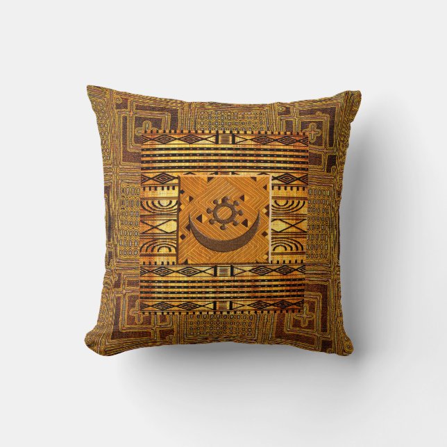  Vintage African Motif  Throw Pillow (Front)