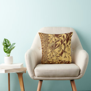 Vintage African Motif Throw Pillow