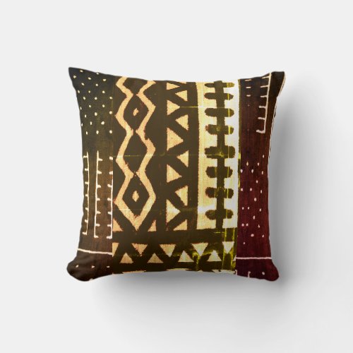 Vintage African Mud Cloth  Print Throw Pillow