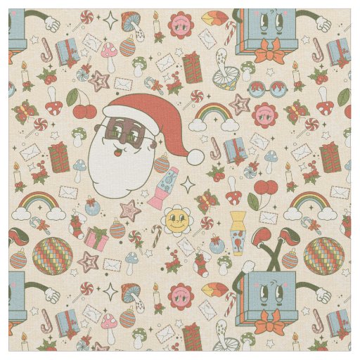 vintage african santa hippie groovy christmas fabric