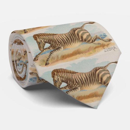 Vintage African Zebra Illustration 1890 Neck Tie