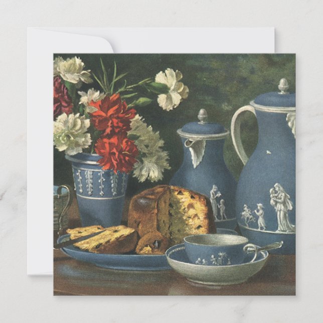 Vintage Afternoon Coffee, Cake, Tea and Flowers (Front)