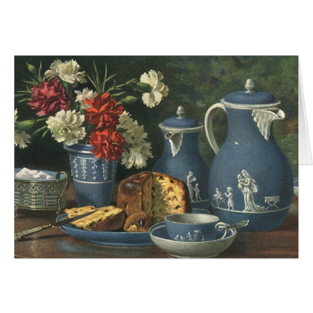 Vintage Afternoon Coffee, Cake, Tea and Flowers Cards (Front Horizontal)