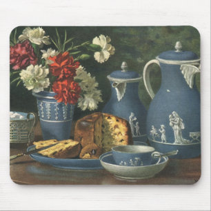 Vintage Afternoon Coffee, Cake, Tea and Flowers Mouse Pad