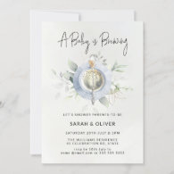 Vintage Afternoon Tea Coffee Blue Boy Baby Shower Invitation