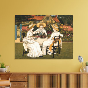 Vintage Afternoon Tea Party by Kate Greenaway Canvas Print