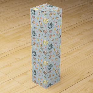 Vintage Afternoon Tea & Roses Pattern on Blue Wine Box